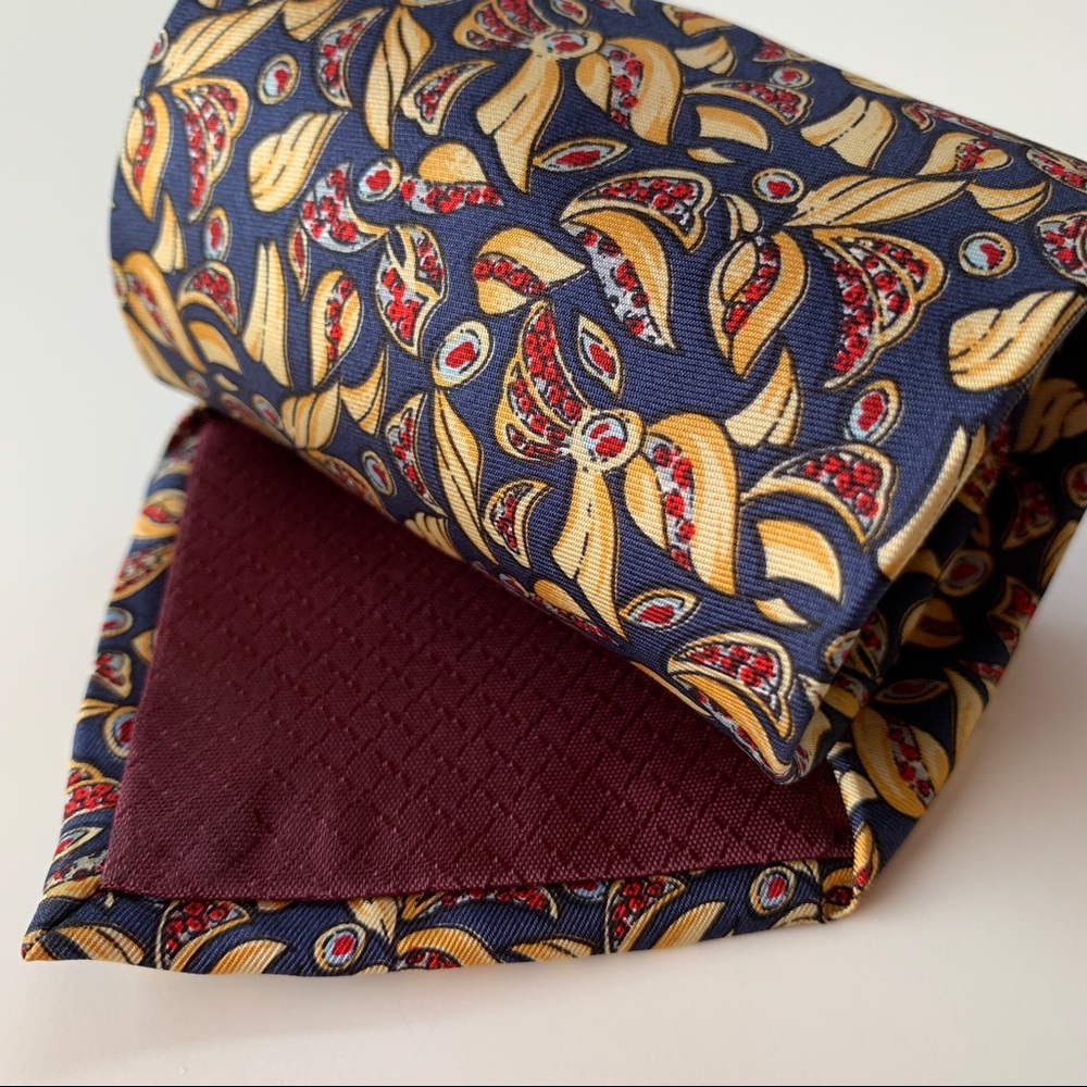 Christian Dior Monsieur Blue Pattern Mens Tie - Picture 6 of 6